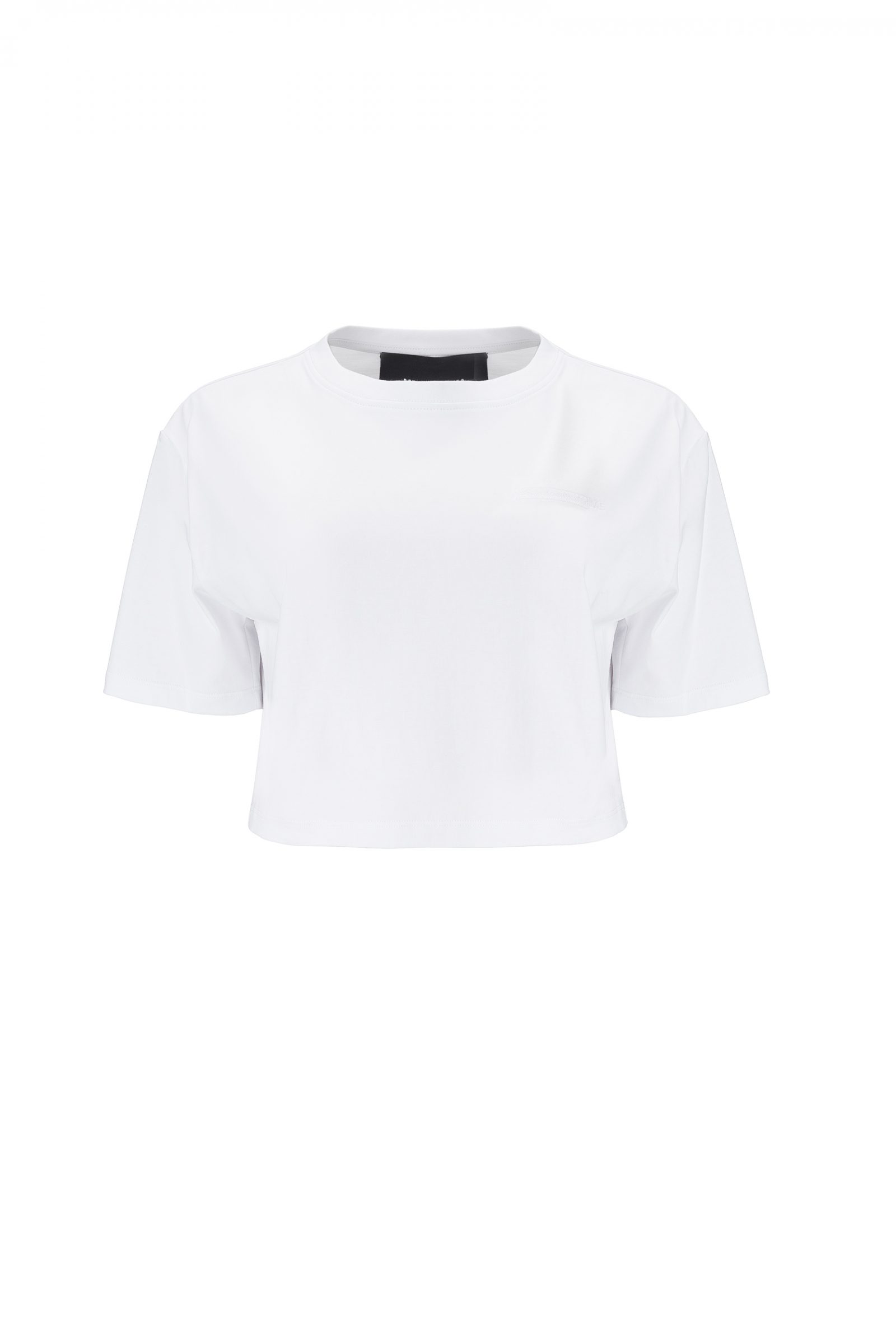 White crop top t-shirt with embroidered logo 1